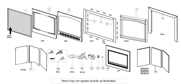 Section_4 Diagram and Parts List for B36PTRE-1  Napoleon Fireplace & Insert