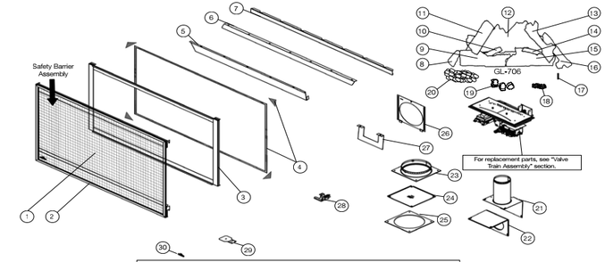 Section_1 Diagram and Parts List for B46NTRE  Napoleon Fireplace & Insert