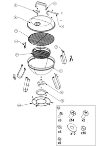 Part Location Diagram of N305-0128 Napoleon grill, Charcoal Nk14