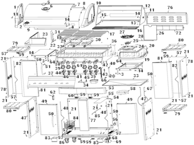 Part Location Diagram of N010-0513 Napoleon Hood Assembly