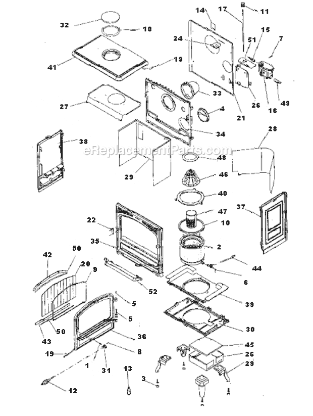 Page A Diagram and Parts List for OS10  Napoleon Heating Stove