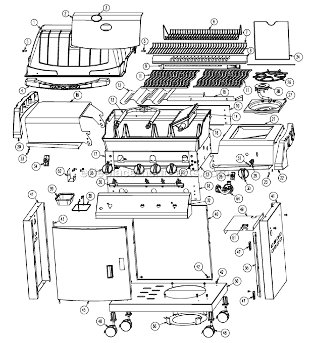 Page A Diagram and Parts List for US405RSBI  Napoleon Grill