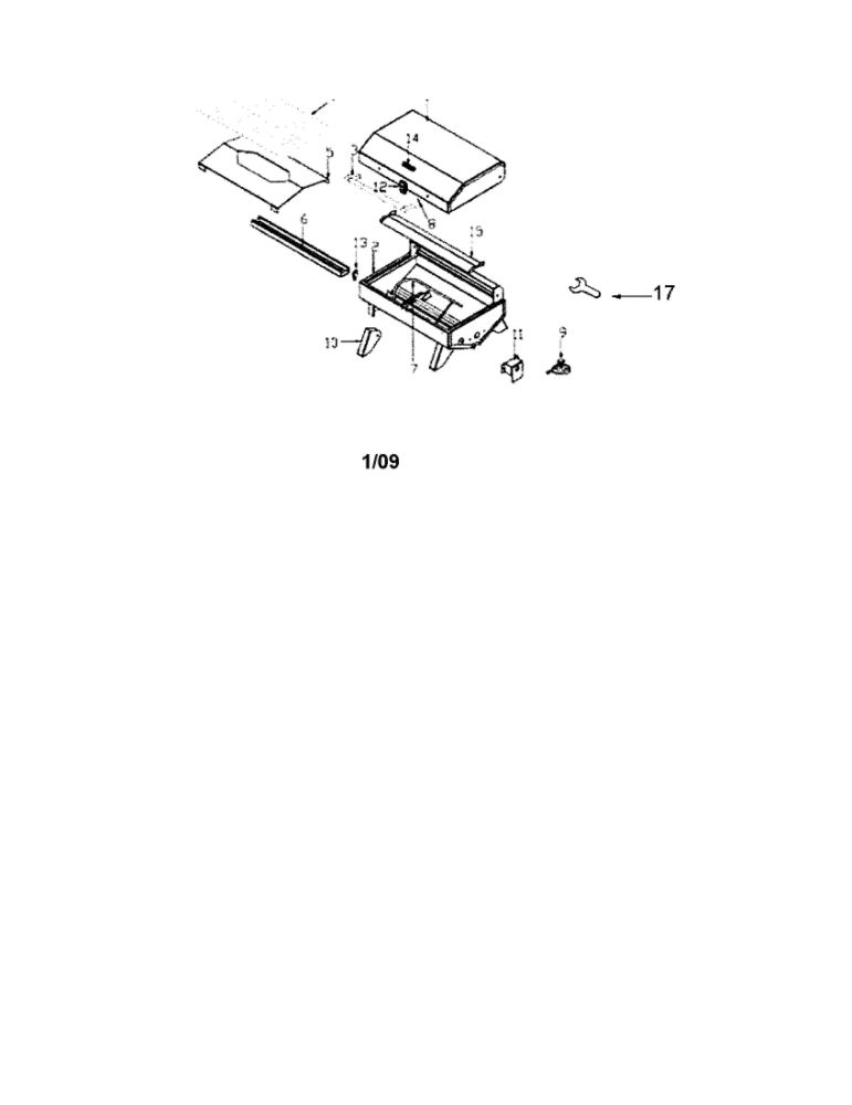 Table Top Grill Diagram and Parts List for 16124  Nexgrill Grill