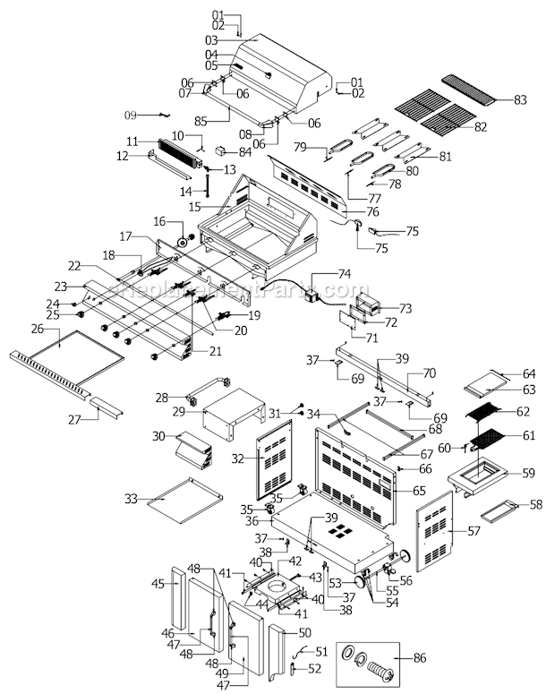 Page A Diagram and Parts List for 720-0511  Nexgrill Grill