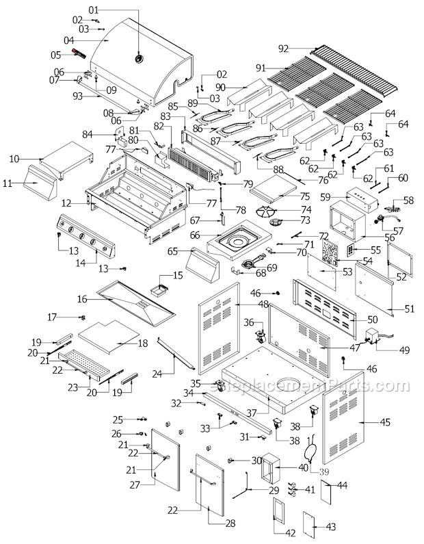 Page A Diagram and Parts List for 720-0533  Nexgrill Grill