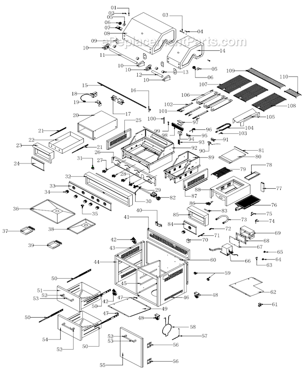 Page A Diagram and Parts List for 720-0584  Nexgrill Grill