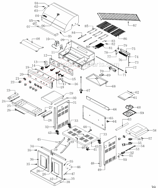 Page A Diagram and Parts List for 720-0600  Nexgrill Grill