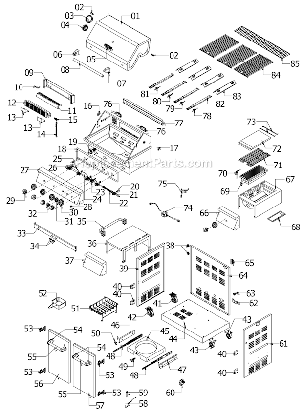 Page A Diagram and Parts List for 720-0745  Nexgrill Grill