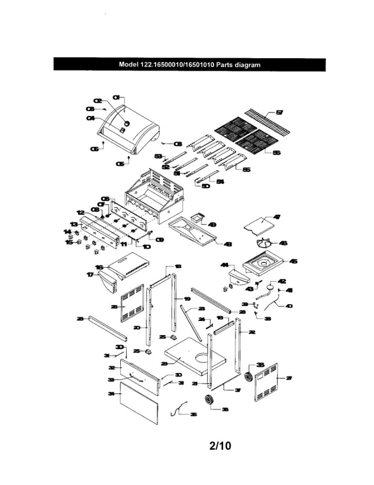 Gas Grill Diagram and Parts List for 720-0719RB  Nexgrill Grill
