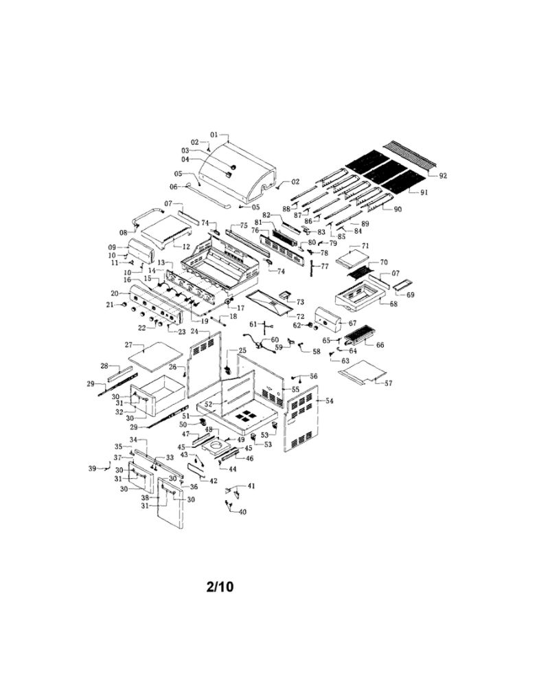 Gas Grill Diagram and Parts List for 720-0650A  Nexgrill Grill