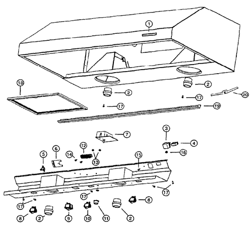 Diagram Diagram and Parts List for 64000  Nutone Range Hood