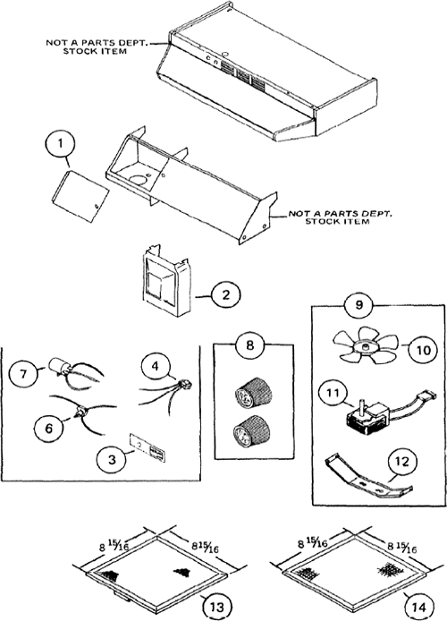 Diagram Diagram and Parts List for M4T  Nutone Range Hood