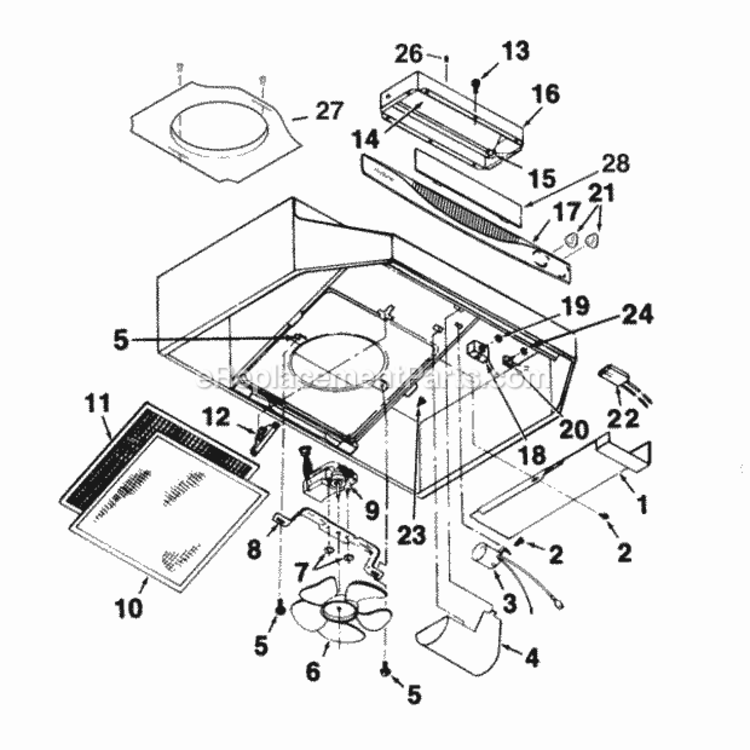 Page A Diagram and Parts List for ACS30BC  Nutone Range Hood