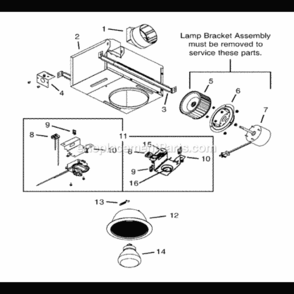Page A Diagram and Parts List for 744FLNT  Nutone Bath & Ventilation Fan