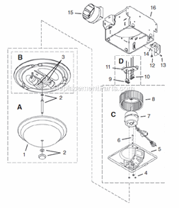Part Location Diagram of S97018311 Nutone Motor Plate