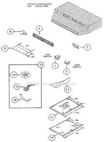 Part Location Diagram of S99030347 Nutone Switch-fan Rocker-black
