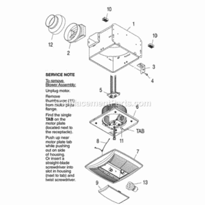 Part Location Diagram of S97019537 Broan Blower Assembly