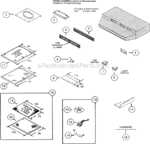 Page A Diagram and Parts List for VL6100  Nutone Range Hood
