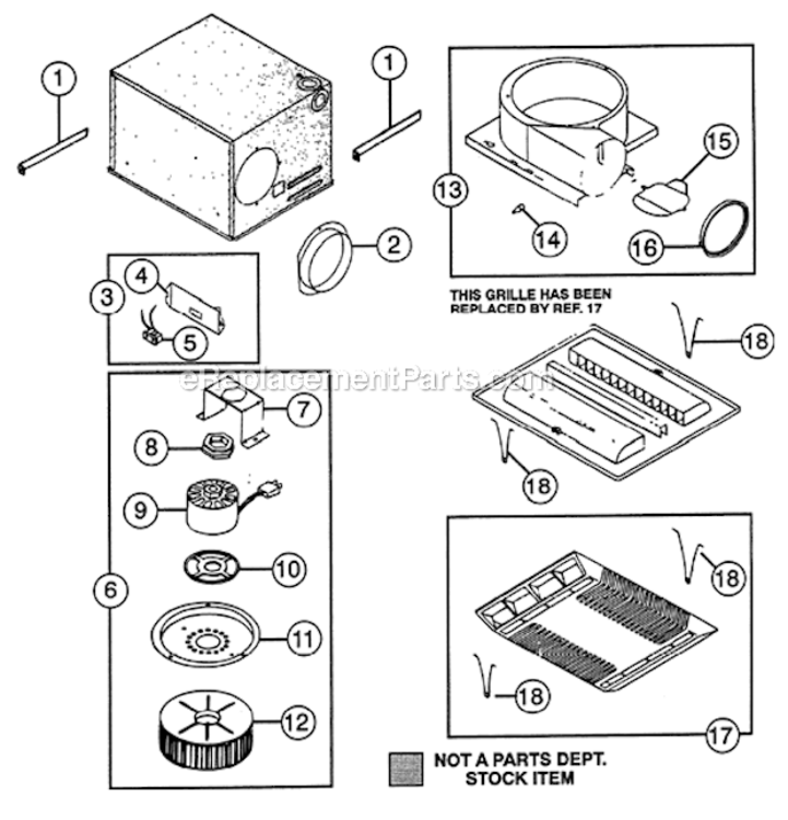 Page A Diagram and Parts List for QT110N-B  Nutone Bath & Ventilation Fan