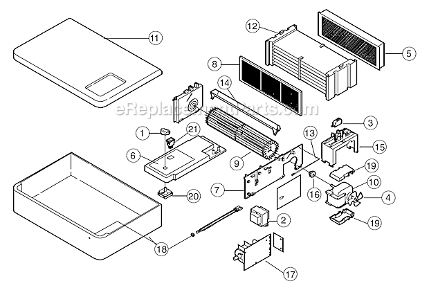 Page A Diagram and Parts List for 447628  Oreck Air Purifier