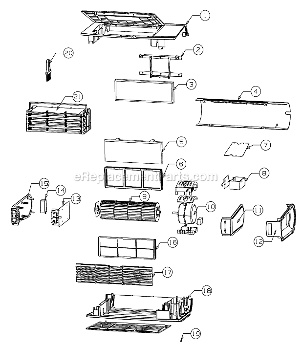 Page A Diagram and Parts List for AIR12GU  Oreck Air Purifier