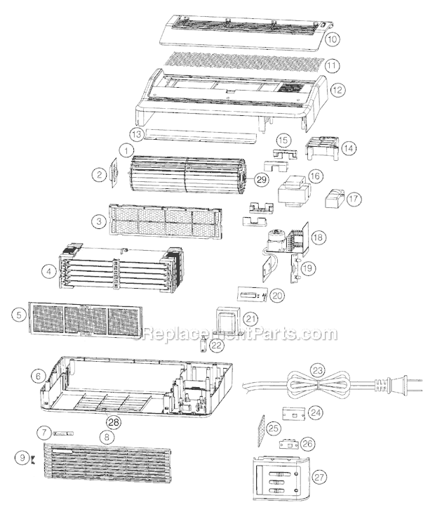 Page A Diagram and Parts List for AIR8SD  Oreck Air Purifier