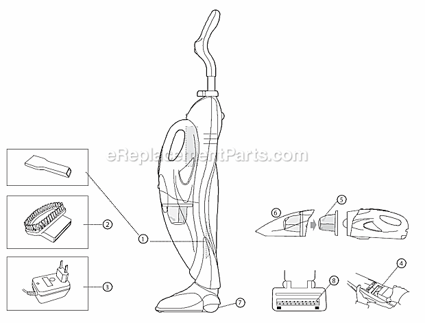 Page A Diagram and Parts List for AV-701B  Oreck Upright Vacuum
