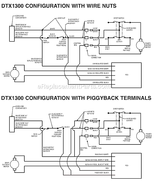 Page B Diagram and Parts List for DTX1300  Oreck Upright Vacuum