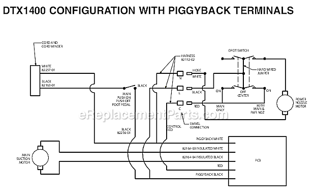 Page B Diagram and Parts List for DTX1400  Oreck Upright Vacuum