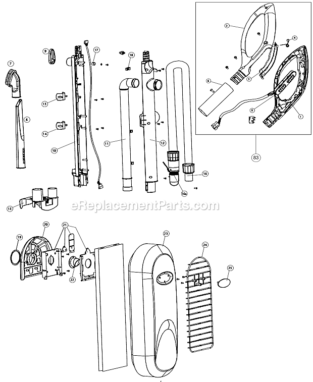 Page A Diagram and Parts List for HALO100 Type 1 Oreck Upright Vacuum