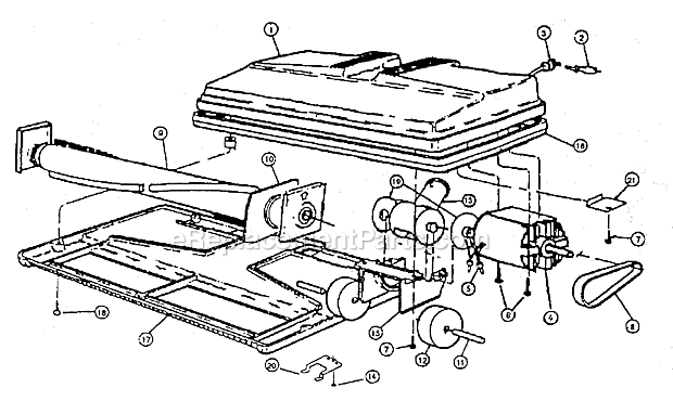 Page A Diagram and Parts List for IM98  Oreck Upright Vacuum
