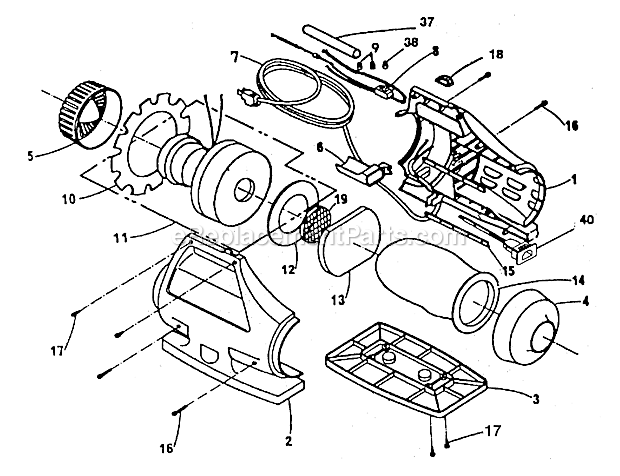 Page B Diagram and Parts List for IM98  Oreck Upright Vacuum