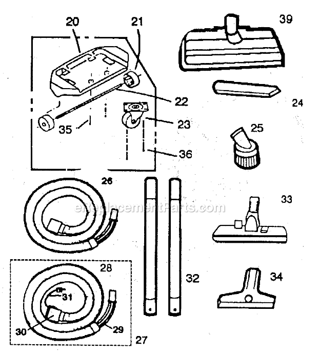 Page C Diagram and Parts List for IM98  Oreck Upright Vacuum