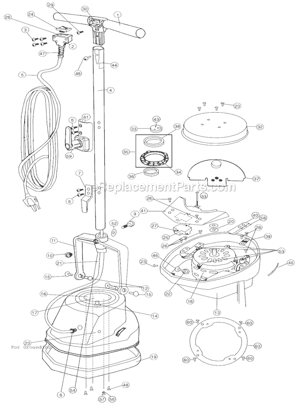 Page A Diagram and Parts List for ORB700  Oreck Polisher Buffer