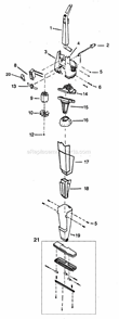 Page A Diagram and Parts List for DP460  Oreck Upright Vacuum