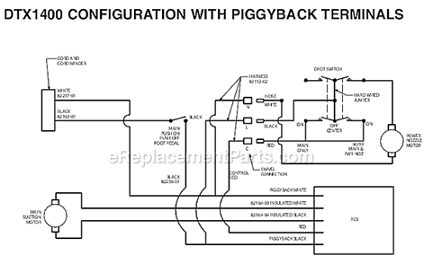 Page B Diagram and Parts List for DTX1400  Oreck Upright Vacuum