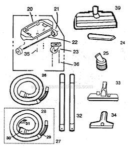 Page C Diagram and Parts List for IM76  Oreck Upright Vacuum