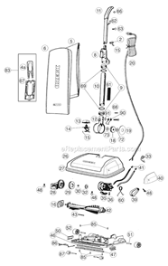 Page A Diagram and Parts List for U2250RS  Oreck Upright Vacuum