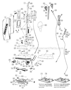 Page A Diagram and Parts List for U2540RH  Oreck Upright Vacuum