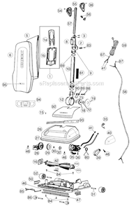 Page A Diagram and Parts List for U4150H2P  Oreck Upright Vacuum