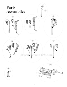 Page B Diagram and Parts List for XL2500HH  Oreck Upright Vacuum