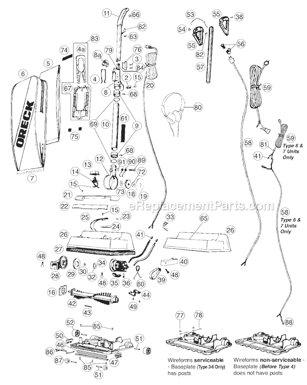 Page A Diagram and Parts List for XL2000RH  Oreck Upright Vacuum