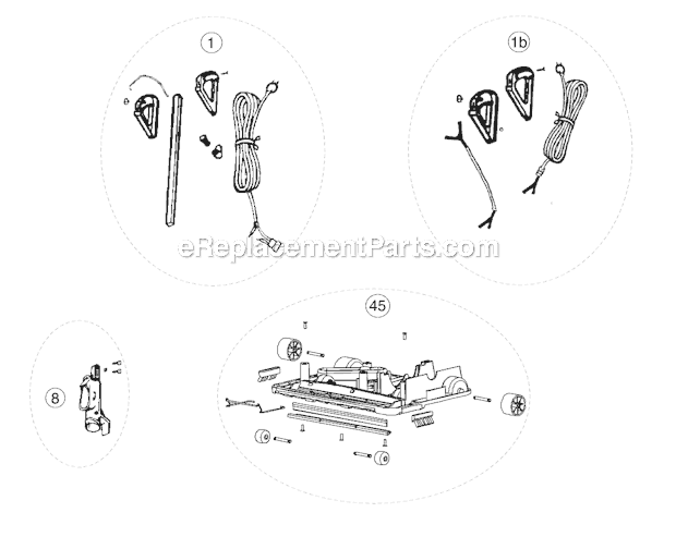 Page B Diagram and Parts List for XL3600HH  Oreck Upright Vacuum