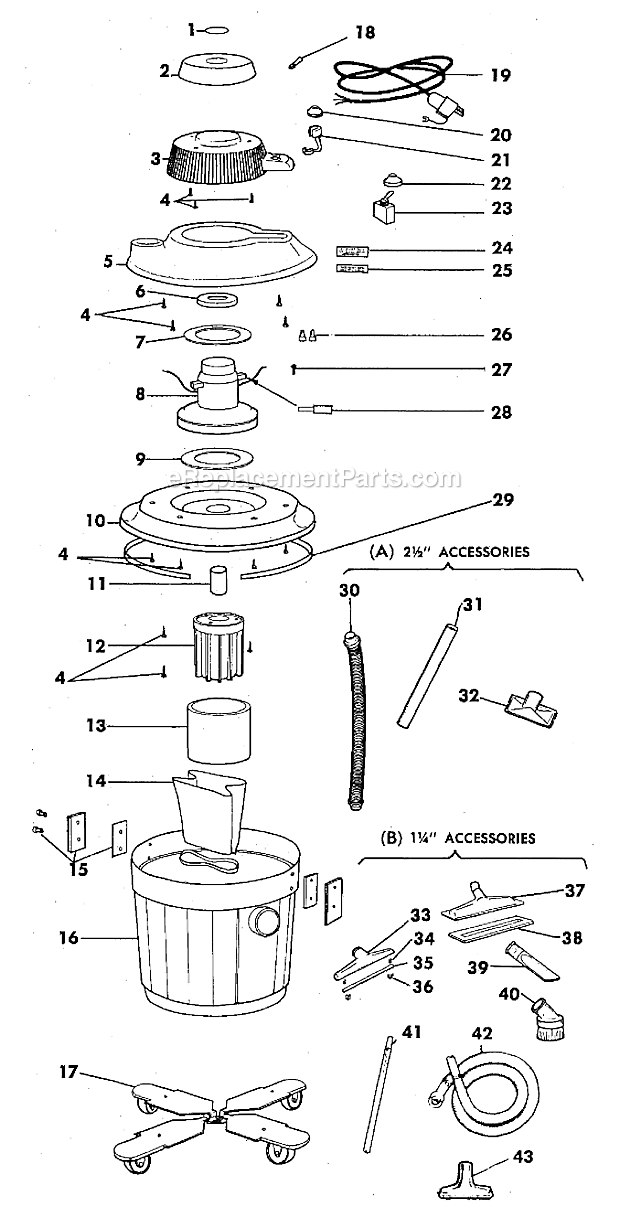 Page A Diagram and Parts List for XLWD69  Oreck Utility Vacuum