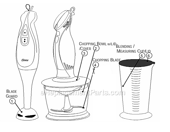 Page A Diagram and Parts List for 2606  Oster Blender