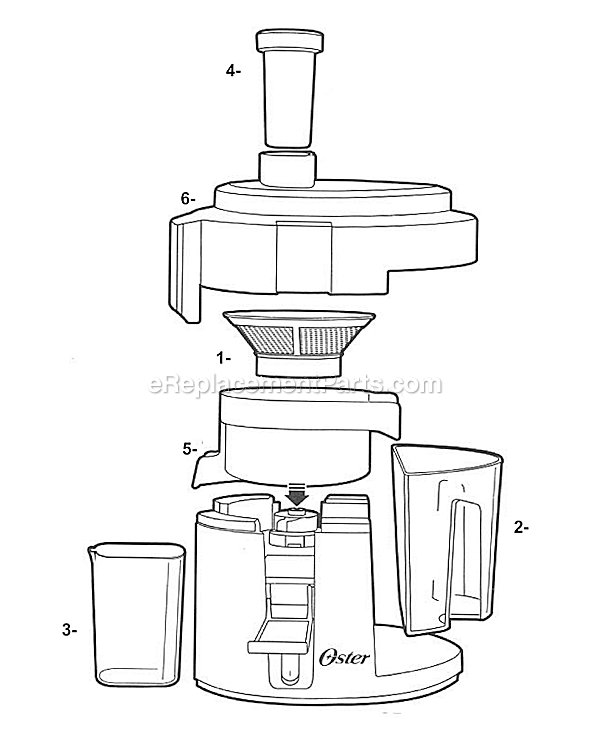 Page A Diagram and Parts List for 3165  Oster Juicer