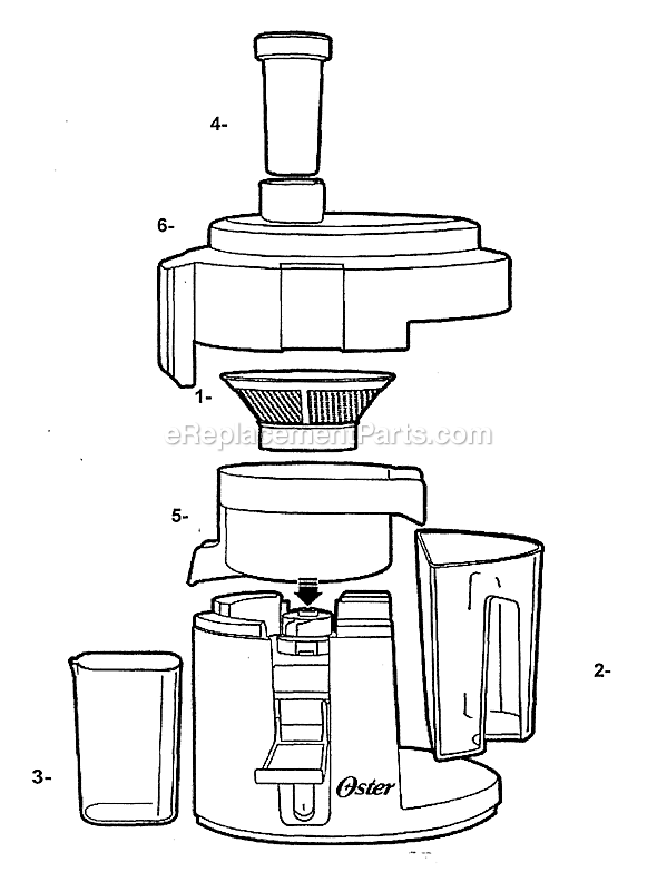 Page A Diagram and Parts List for 3166  Oster Juicer