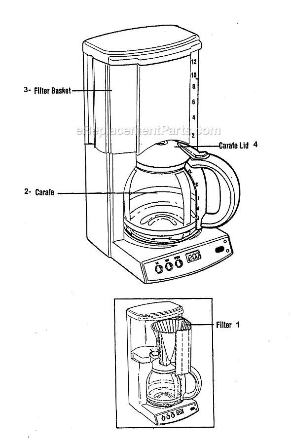 Page A Diagram and Parts List for 3273  Oster Coffee Maker