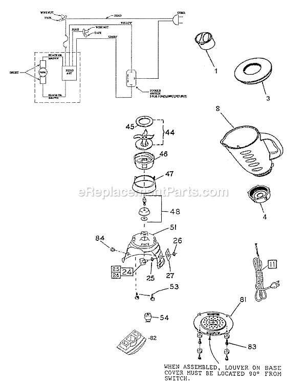 Page A Diagram and Parts List for 4126  Oster Blender