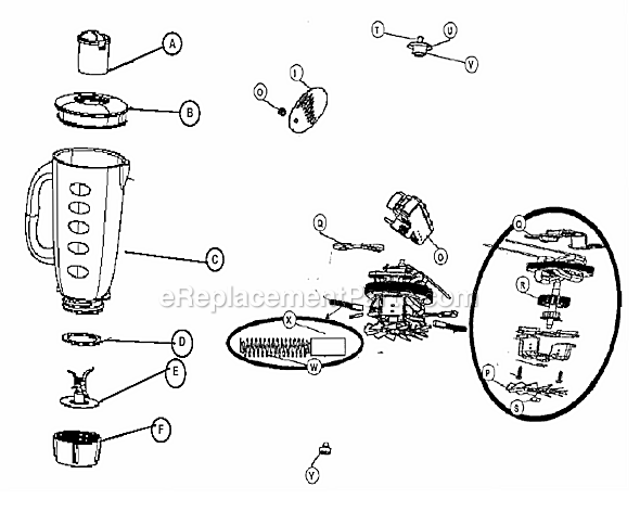 Page A Diagram and Parts List for 4204  Oster Blender